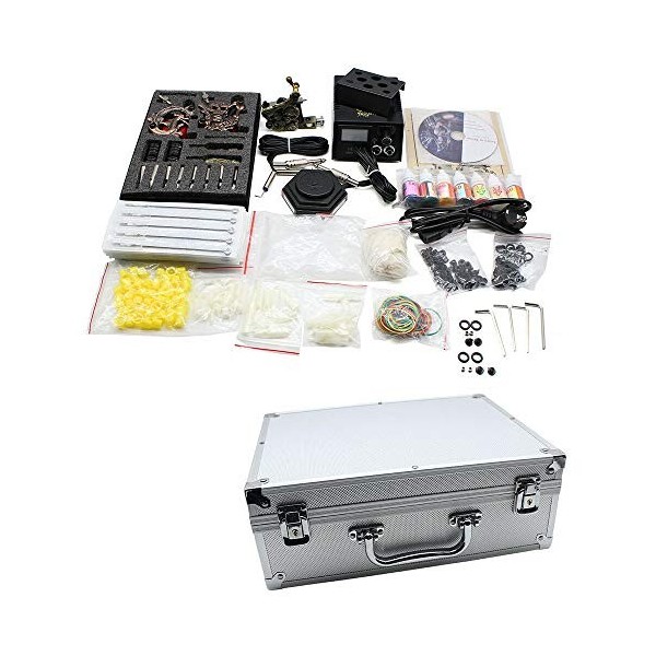 Kit de tatouage complet set 3 machine à tatouer 50 aiguilles 7 encres couleurs