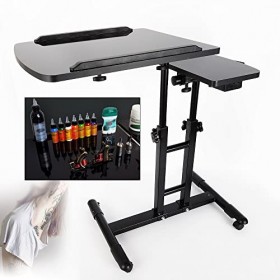 Futchoy Table de Tatouage Mobile, Support de Poste de Travail de Tatouage, réglable de 65 à 97 cm, Repose-Bras Portable, Tabl