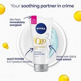 NIVEA Q10 Crème gel raffermissante + adieu à la cellulite - 200 ml - Crème anti-cellulite avec extrait de lotus et coenzyme Q