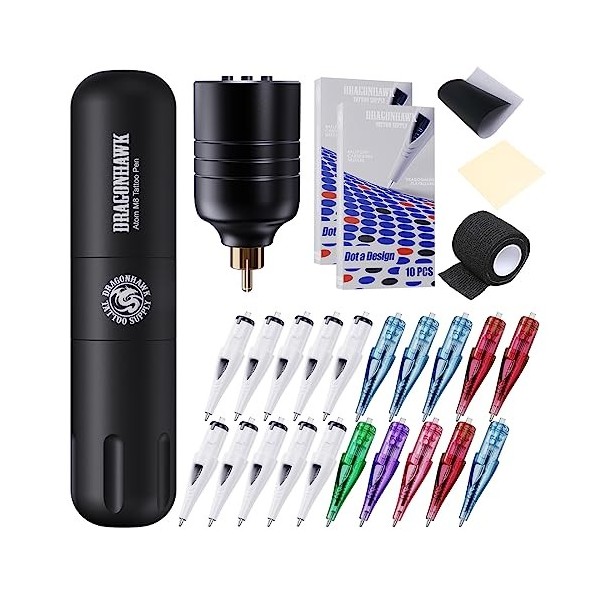 Dragonhawk kit tatuaggi macchinetta tatuaggi Wireless Tattoo Battery Tattoo Power Supply aghi tattoo for Tattoo Beginner