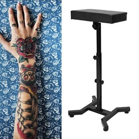 Support daccoudoir de tatouage, support de jambe de bras de tatouage, plaque carrée imperméable en cuir PU noir, hauteur rég