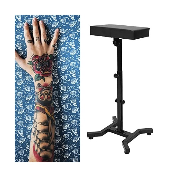 Support daccoudoir de tatouage, support de jambe de bras de tatouage, plaque carrée imperméable en cuir PU noir, hauteur rég