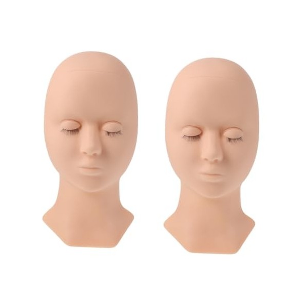 FRCOLOR 2 Pcs Tête Humaine Cils Enseignement Extension De Cils Mannequin Pratique Tête De Cils Tête De Cils Du Visage Mannequ