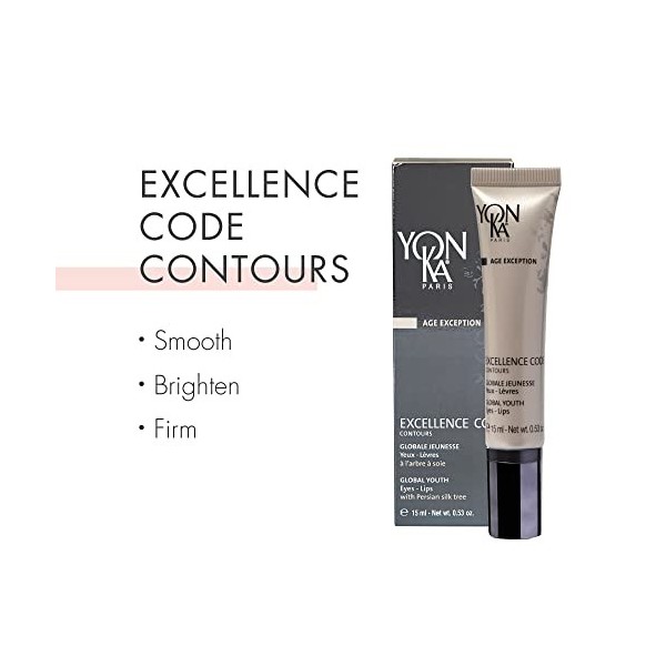 Yon-Ka Excellence Code Contours Crème Yeux 15ml | Soin Anti-âge Contour des Yeux et des Lèvres à lAcide Hyaluronique, Réduit