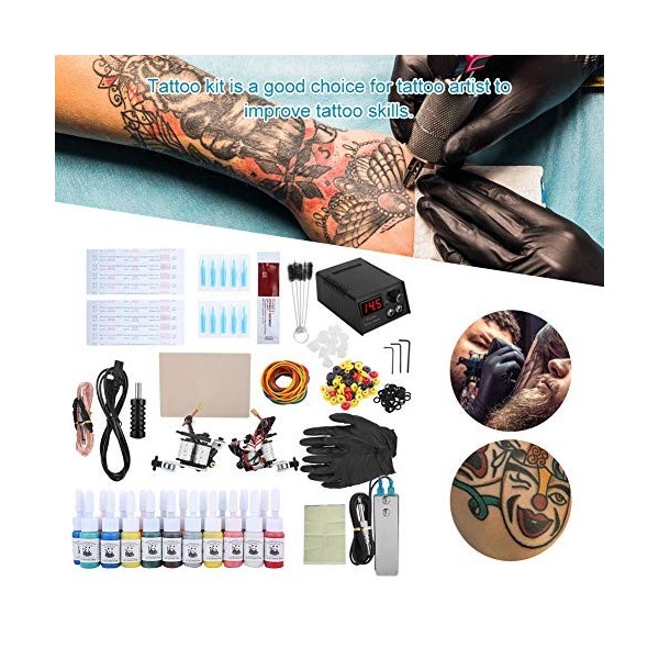 Machine à tatouer Shader,Kit de tatouage complet pour les débutants Encres de tatouage pour alimentation UE 