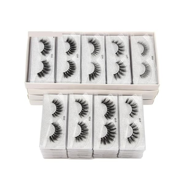 UAMOU Cils de vison 10/30/50/200 pièces 3d Cils de vison Faux Cils naturels Faux Cils moelleux maquillage Faux Cils en vrac C