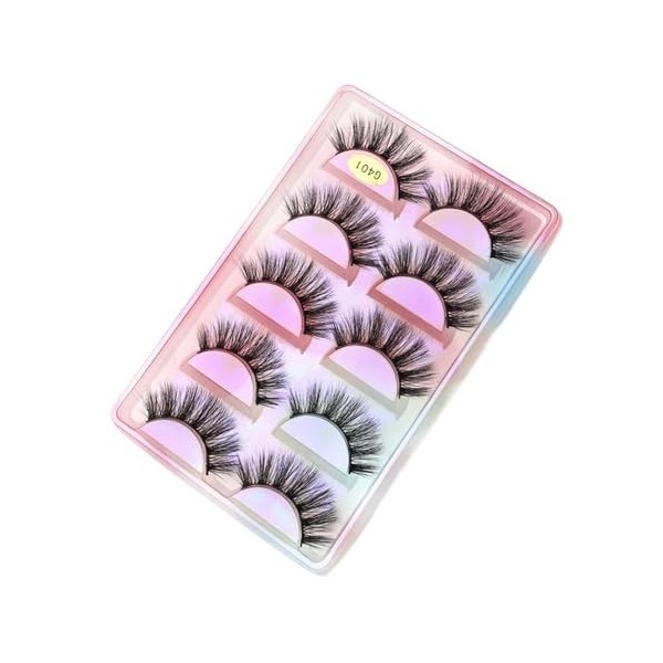 UAMOU Cils de vison en vrac 5 paires de Faux Cils longs naturels Cilios vison 3D Faux Cils maquillage Cils moelleux maquillaj