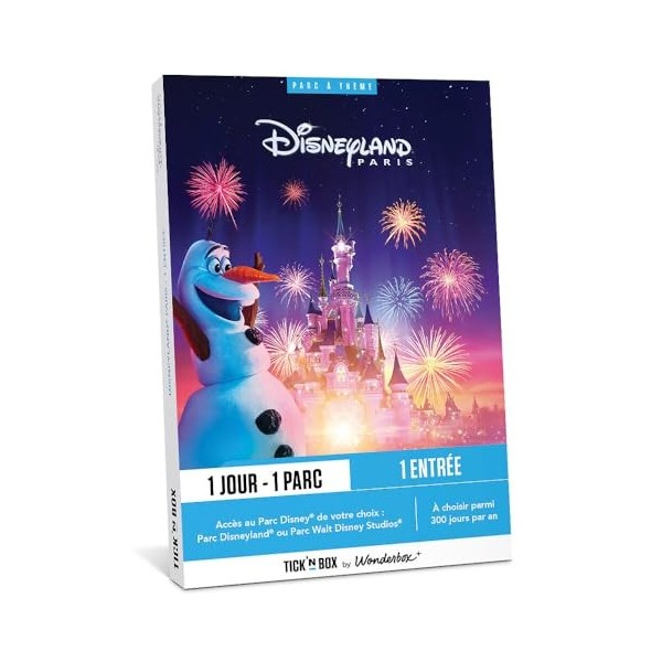 Tick’nBox – Coffret Cadeau Parc Disneyland Paris - 1 journée sur l’Un des 2 Parcs Disneyland ou Walt Disney Studios pour 1 Ad