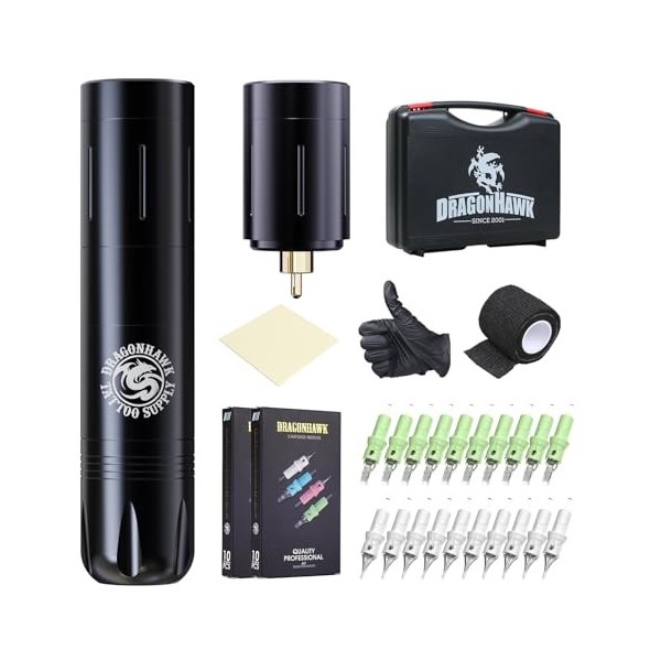 Dragonhawk X3 Tattoo Maschine Set Wireless Tattoo Pen Battery Rotary Tattoo Gun Tattoo Cartridges Needles for Tattoo Beginner