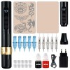 Machine Tatouer Sans Fil avec écran LCD Numérique Moteur Sans Noyau 5V-9V Puissant équipement Stylo Tatouer Rotatif KIT 3 