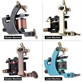 STIGMA Kit Tatouage Achevé Tattoo Machine Kit pour Débutants 4 Mitraillettes de Tatouage à Bobine Alimentation Numérique LED 