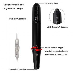 Affichage à LED de la Machine Maquillage Permanent Sourcils 7 vitesses Machine de Microblading Super Silencieuse avec Penhold