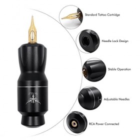 TATELF Kit de stylo de tatouage rotatif pour Machine à tatouer sans fil avec 20 pièces cartouches aiguilles batterie de tatou