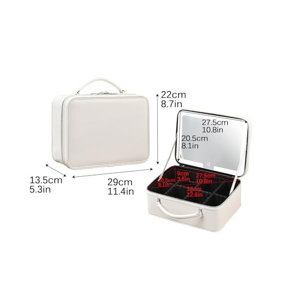 Mallette de Maquillage, Trousse de Maquillage Étanche Portable, Boîte de Train Cosmétique avec Miroir et Séparateurs Réglable