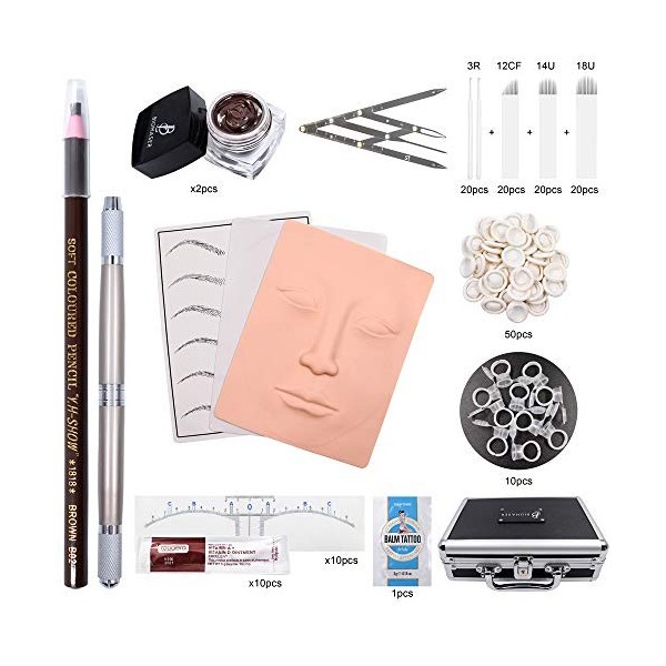 Kit Microblading BIOMASER® Sourcils Maquillage Permanent Tatouage Microblading Manuel Stylo Set avec Lames Règle Sourcils Pra