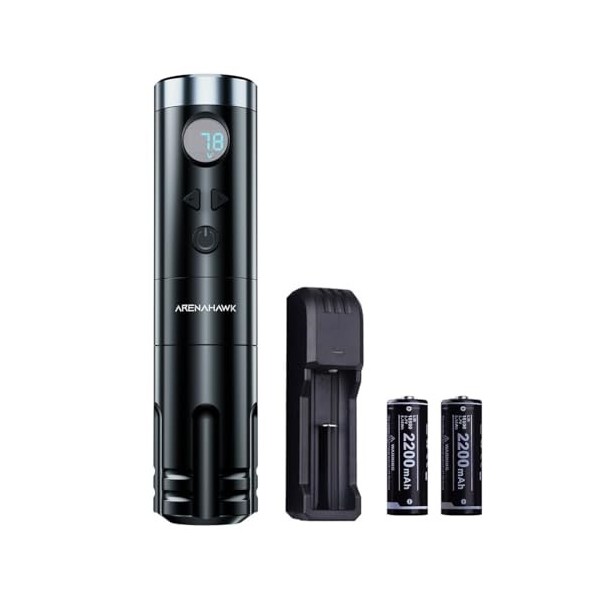 Arenahawk Wireless Tattoo Pen machine a tatouer Rotary Machine Battery Pen 3.0mm Stroke Length avec 2 batteries Pour machine 