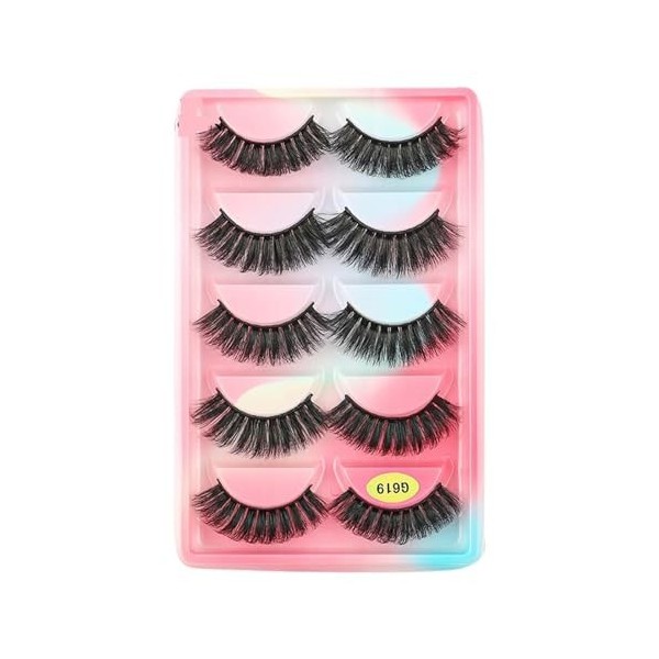 UAMOU Cils de vison en vrac 5 paires de Faux Cils longs naturels Cilios vison 3D Faux Cils maquillage Cils moelleux maquillaj