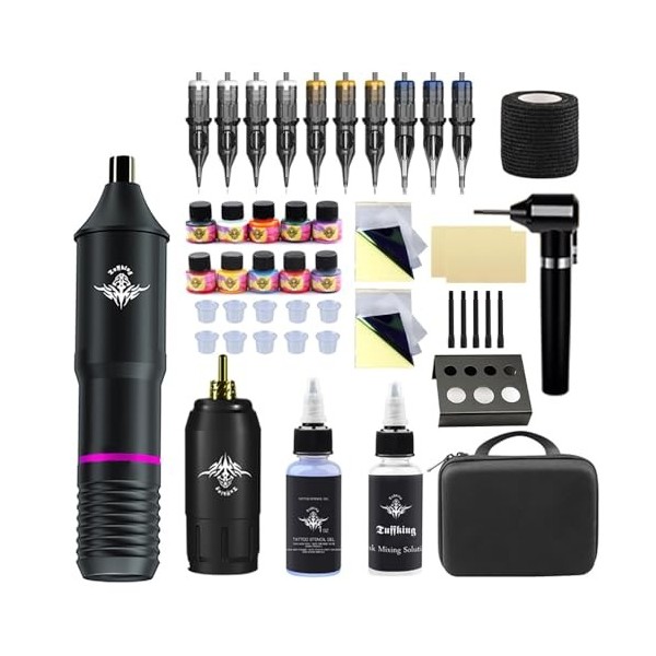 Kit De Tatouage Sans Fil Kit De Tatouage Kit Rotatif Tatoueur, Ensemble Tatouage Tatouage Gel Tatouage Couleur Diluant Ensemb