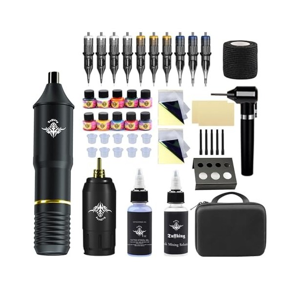 Kit De Tatouage Sans Fil Kit De Tatouage Kit Rotatif Tatoueur, Ensemble Tatouage Tatouage Gel Tatouage Couleur Diluant Ensemb