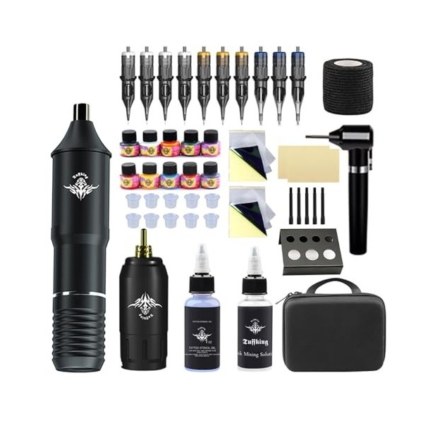 Kit De Tatouage Sans Fil Kit De Tatouage Kit Rotatif Tatoueur, Ensemble Tatouage Tatouage Gel Tatouage Couleur Diluant Ensemb