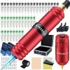 Rotary Kit Stylo Machine Kit - Emalla 40 Cartouches Aiguilles Kit Stylo Fausse Peau Papier de Transfert Grip Tape rouge 