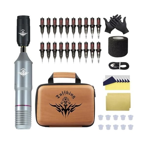 TTOOGO Kit De Stylo De Tatouage Professionnel, Kit De Tatouage sans Fil Douleur Et Shader Complète pour Débutants Et Pros, Pu