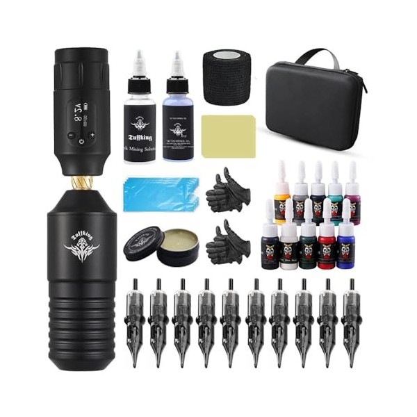 Kit De Stylo À Tatouage Rotatif, Ensemble De Tatouage Sans Fil Complet Avec Affichage, Alimentation Et Accessoires Complets,N