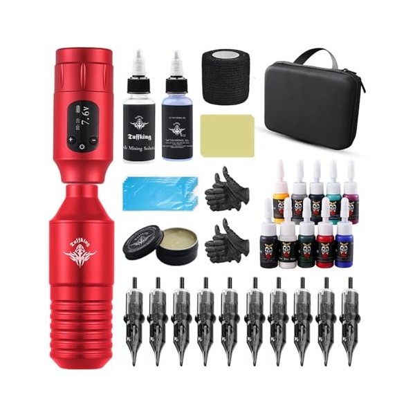 Kit De Stylo À Tatouage Rotatif, Ensemble De Tatouage Sans Fil Complet Avec Affichage, Alimentation Et Accessoires Complets,N