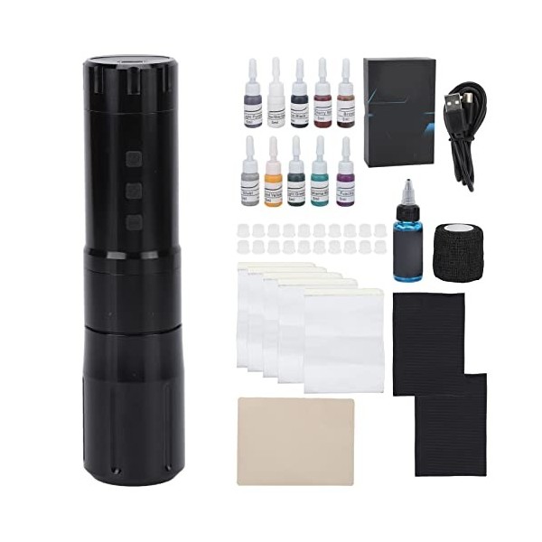 Kit de Stylo de Tatouage, Kit de Stylo de Batterie de Tatouage, Moteur sans Noyau, Shader Rotatif sans Fil, Stylo de Machine 