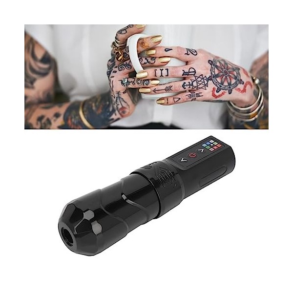 2 en 1 Ensemble de Stylos de Tatouage sans Fil Interface RCA Moteur sans Noyau Machine à Tatouer Rotative pour Salon de beaut