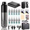 TTOOGO Kit De Stylo De Tatouage - Pistolet À Tatouer Rotatif avec Alimentation De Tatouage 10 Aiguilles De Tatouage Mélangées