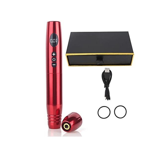 2 en 1 900mAh Machine à Tatouer Rotative Sans Fil Rechargeable Affichage LED Cartouches RCA Stylo de Tatouage, Forte Puissanc