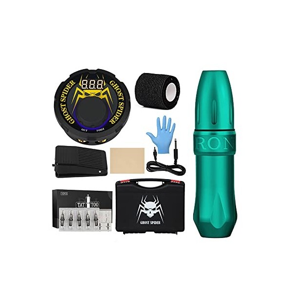 TTOOGO Kit De Stylo À Tatouer - Kit Pistolet À Tatouer Rotatif Avec 10 Cartouches Tatouage Alimentation Numérique Ensemble Ma