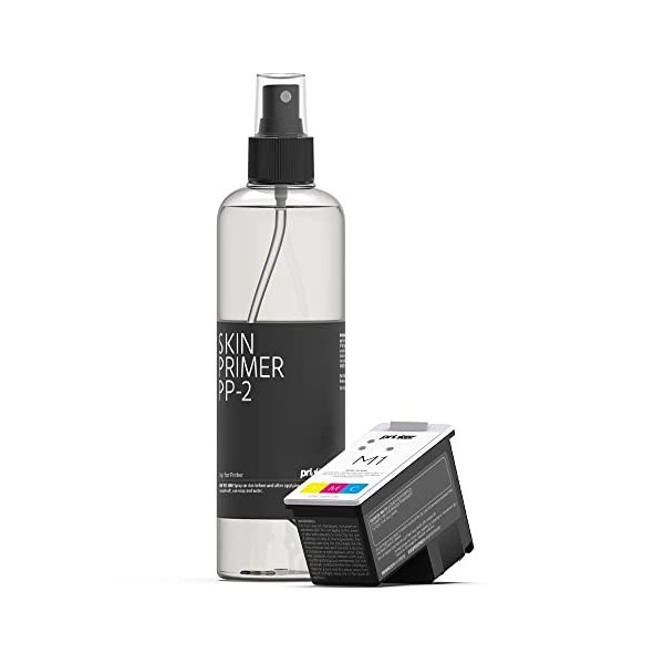 Prinker S Consommable Set Encre Cosmétique Premium Noire et Base pour la Peau - Compatible avec Prinker S