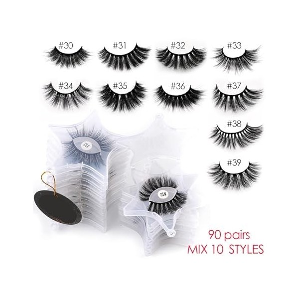 UAMOU 10/20/100 pièces faux cils en vrac moelleux 3D vison cils boîte demballage vaporeux faux cils en vrac Cheerfully Colo