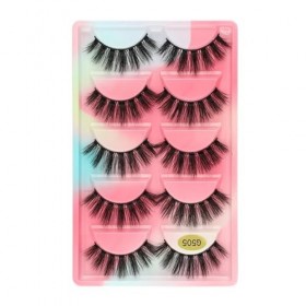 UAMOU 2-50 boîtes de cils faux cils de vison naturel 3d cils de vison volume faux cils en vrac cilios Cheerfully Color : 5 P