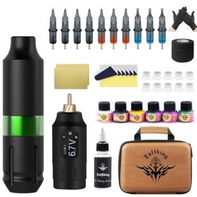 Kit De Tatouage Kit De Tatouage Complet Kit De Machine À Tatouage Rotatif Professionnel - Sans Fil, Moteur Sans Noyau, Affich