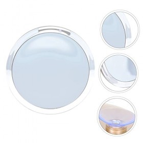 FRCOLOR 8 Pièces Miroiter Miroir Rond avec Ventouse Miroir Mural Éclairé Miroir De Maquillage Portatif Miroir Mural Grossissa