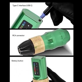 Kit de Stylo de Tatouage Rotatif Fil 2400 MAh avec Adaptateur, Kit de Stylo Rotatif pour Machine à Tatouer Fil, Machine à Car