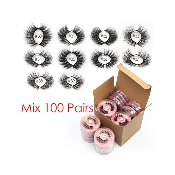 UAMOU Cils de vison en vrac 4/20/50/100 paires de faux cils naturels longs cils boîte à cils emballage maquillage personnalis