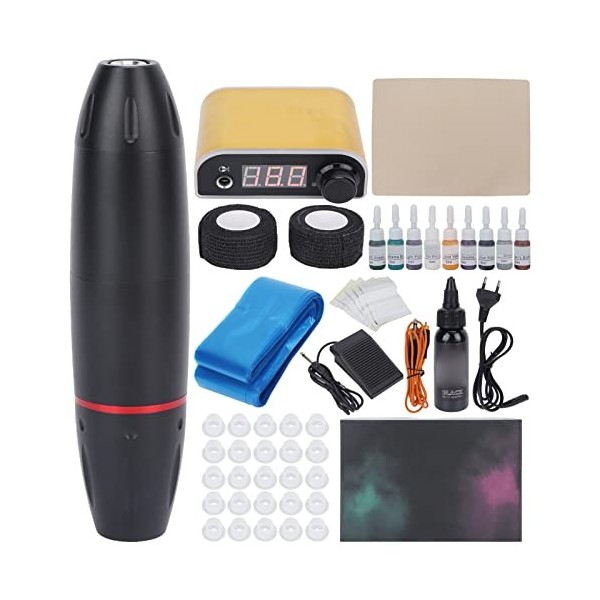 Kit de Stylos de Tatouage, Ensemble de Stylos de Tatouage Rotatifs Colorés, Ensemble Complet de Tatouage Professionnel en All