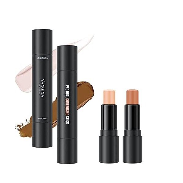 2 in1 Contouring Stick, Double-ended Illuminateur Bâton Highlighter Crème du Visage Miroitement Contour Stick Maquillage Beau