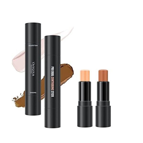 2 in1 Contouring Stick, Double-ended Illuminateur Bâton Highlighter Crème du Visage Miroitement Contour Stick Maquillage Beau