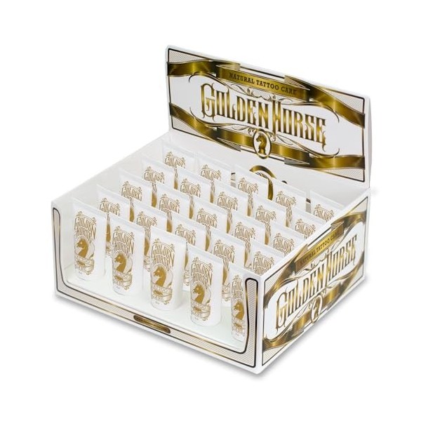 SUMUN TATTOO® Lot de 25 flacons de crème pour tatouages post tatouage Golden Horse 25 x 35 ml pour conserver la couleur et la