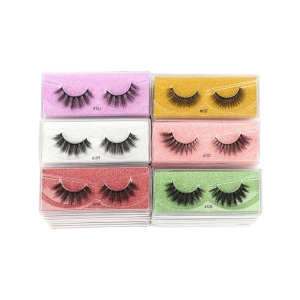 UAMOU Faux Cils 3D en vison for femme, maquillage naturel, duveteux, vaporeux, longs, 4/50/100 pièces Cheerfully Color : Ros