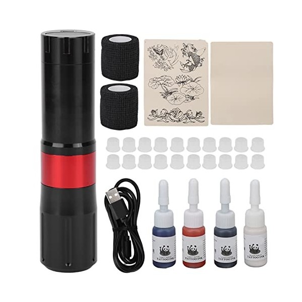 Machine à Tatouer, Kit De Démarrage De Tatouage à Lumière Bleue Rouge 13500r/M Avec Batterie De Grande Capacité Pour Débutant