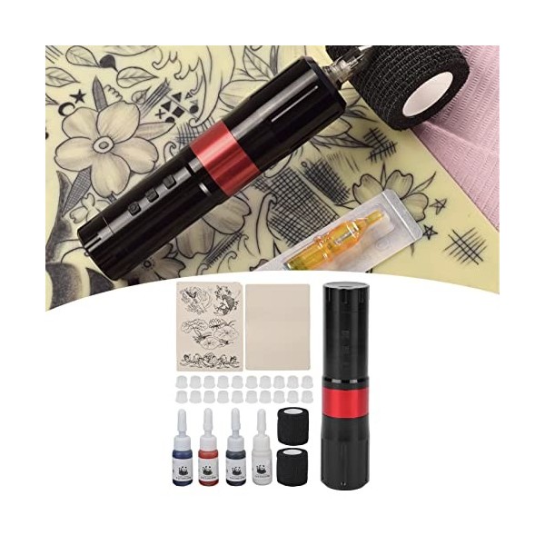 Machine à Tatouer, Kit De Démarrage De Tatouage à Lumière Bleue Rouge 13500r/M Avec Batterie De Grande Capacité Pour Débutant