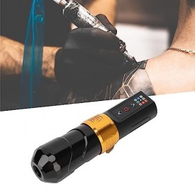 Stylo de Machine à Tatouer Rotatif 2 en 1, Connecteur RCA de Batterie 2400mAh Stylo de Tatouage sans Fil doré