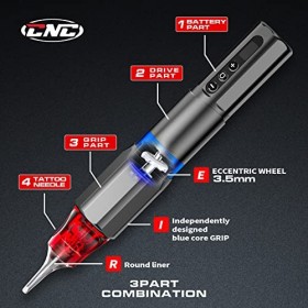 CNC Machine à stylo à tatouer - Machine à cartouche de tatouage 40PCS Aiguilles à Cartouche 3RL 7RL avec alimentation sans fi