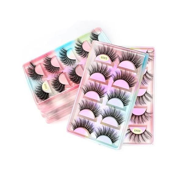 UAMOU 10 Styles 2/5/10/20/30/50/100 boîtes 3D cils de vison 5 paires naturel individuel vison faux cils Kit de maquillage Cil